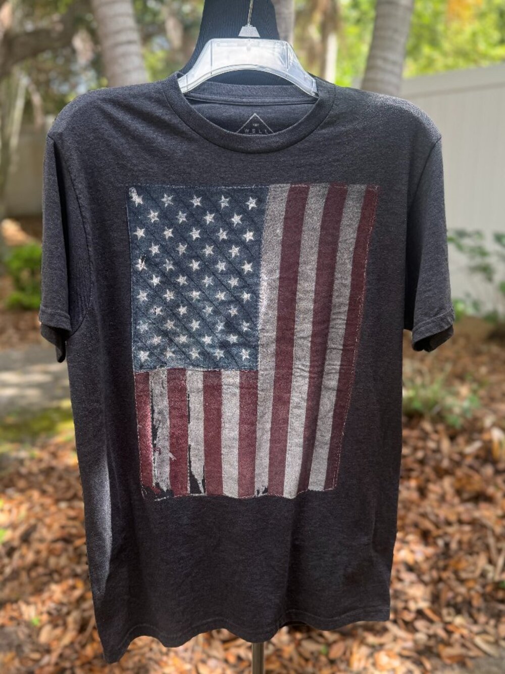 Well Worn American Flag Short Sleeve T Shirt Unisex Medium Patriotic Dark Gray